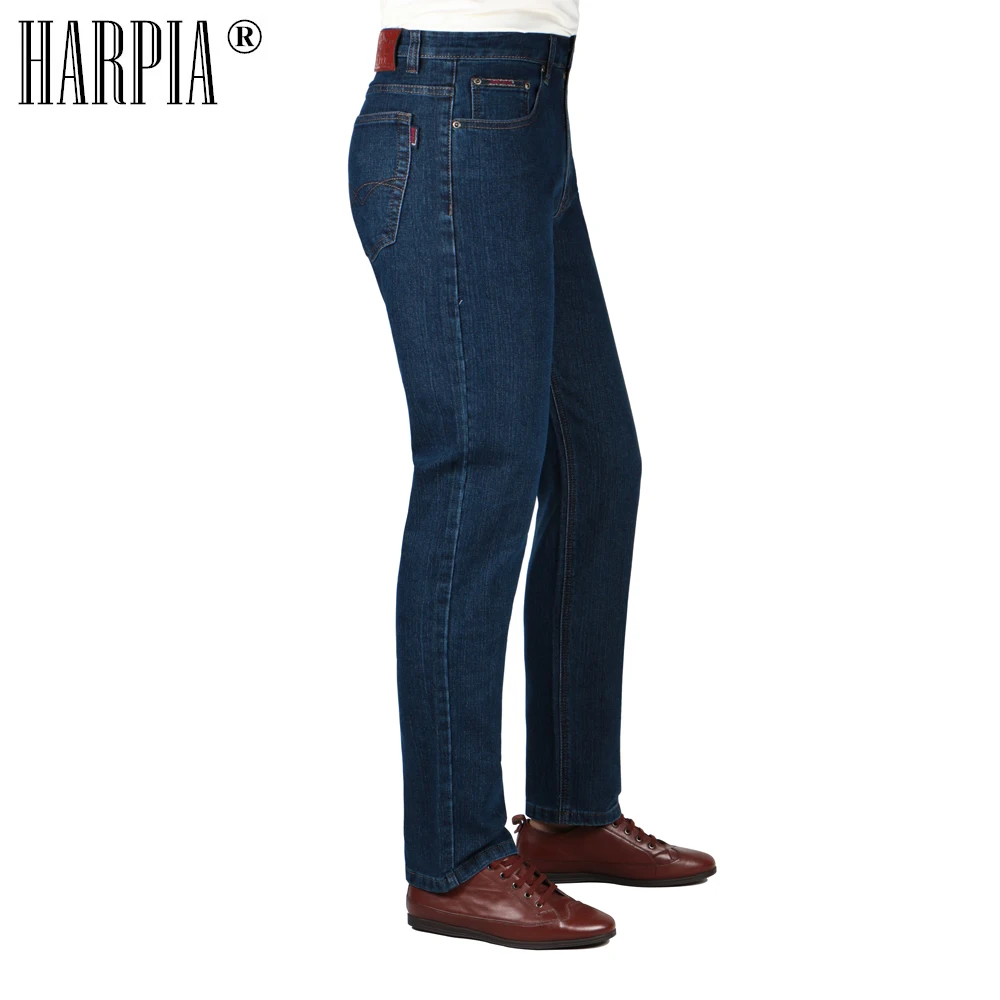 HARPIA Jeans Mens Classic Jeans Male Denim Dark blue Casual Simple Trousers Straight Pants Elasticity Top quality Pant Size32-42