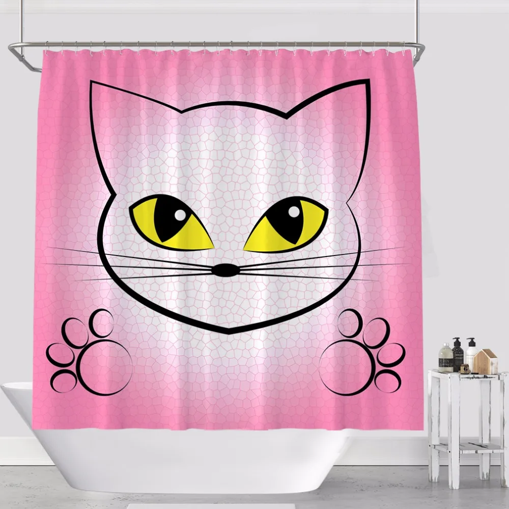 ROUNCO Blue and pink cute cat head design hook waterproof shower
