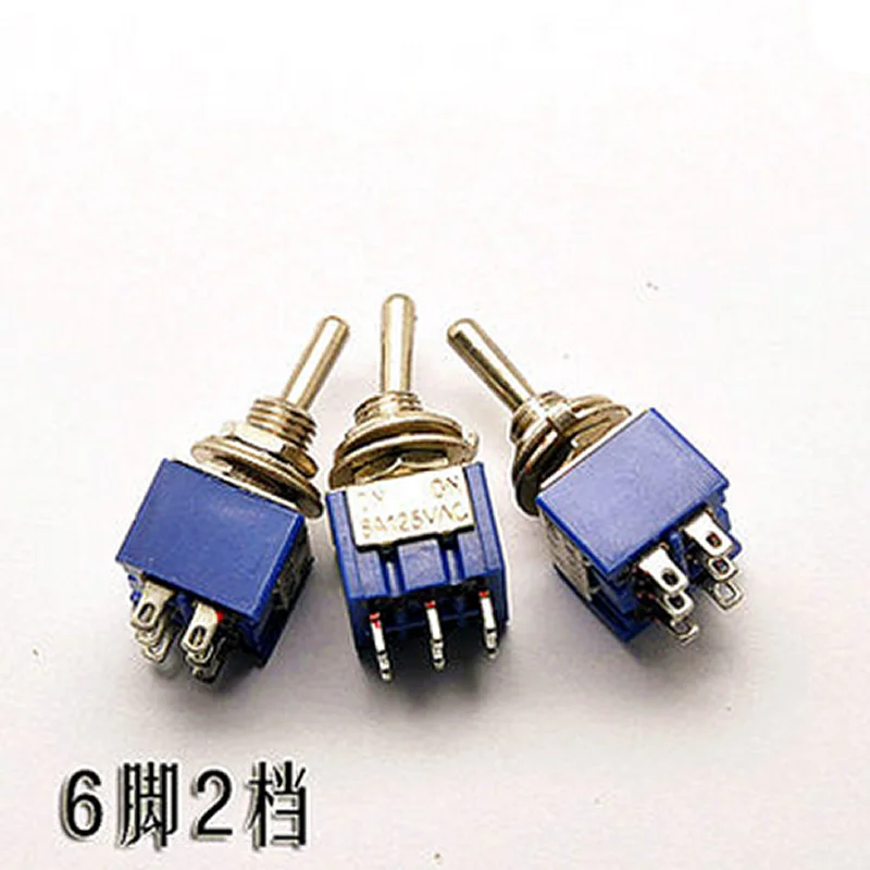 Миниатюрный рычажный переключатель 5 шт./лот DPDT 6A 125V AC / 3A 250V 6 контактный вкл/вкл 13