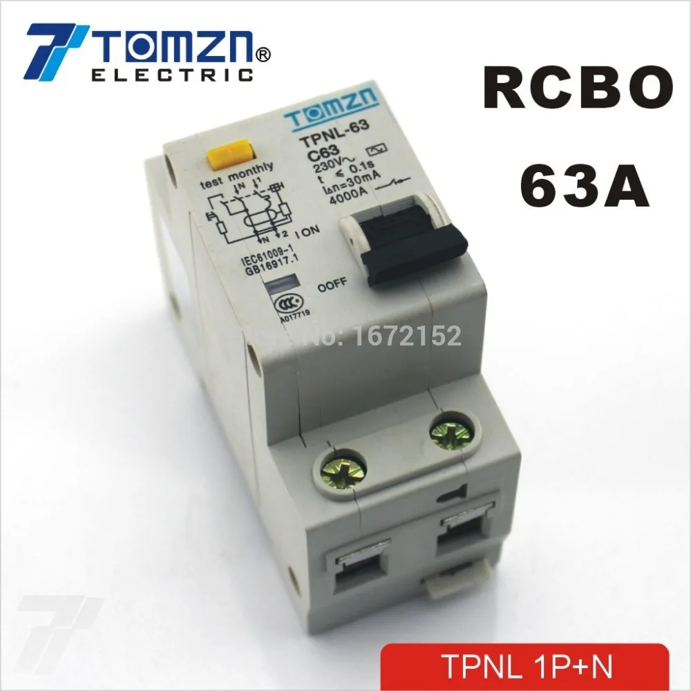 TPNL 1P+ N 63A 230V~ 50 HZ/60 HZ автоматический выключатель с защитой от перегрузки по току и утечки RCBO