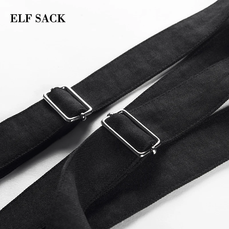 ELFSACK женское летнее платье без рукавов на бретелях длинное черное цельное