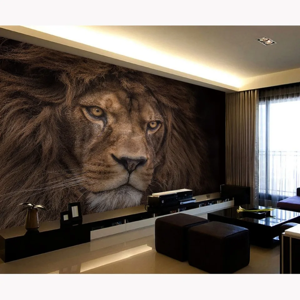 Hd Lion Face Photo Wallpaper Living Room Bedroom Wall Paper Mural