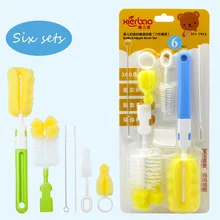 Bottle Brush Tool Set,Pacifier Brush Suction Pipe Brush 6-Piece Set,Bottle Cleaning Sponge Bottle Brush Tool Set