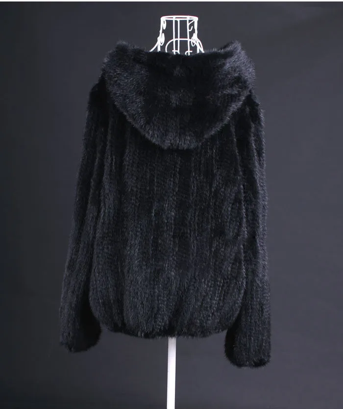 Женская шуба из натурального меха норки натуральной размер M 7XL SR282 2019|knitted mink fur