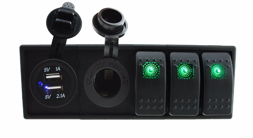 

IZTOSS DC 12V/24V LED Digital 3.1A dual USB charger power Socket with toggle rocker switches jumper wires and housing holder