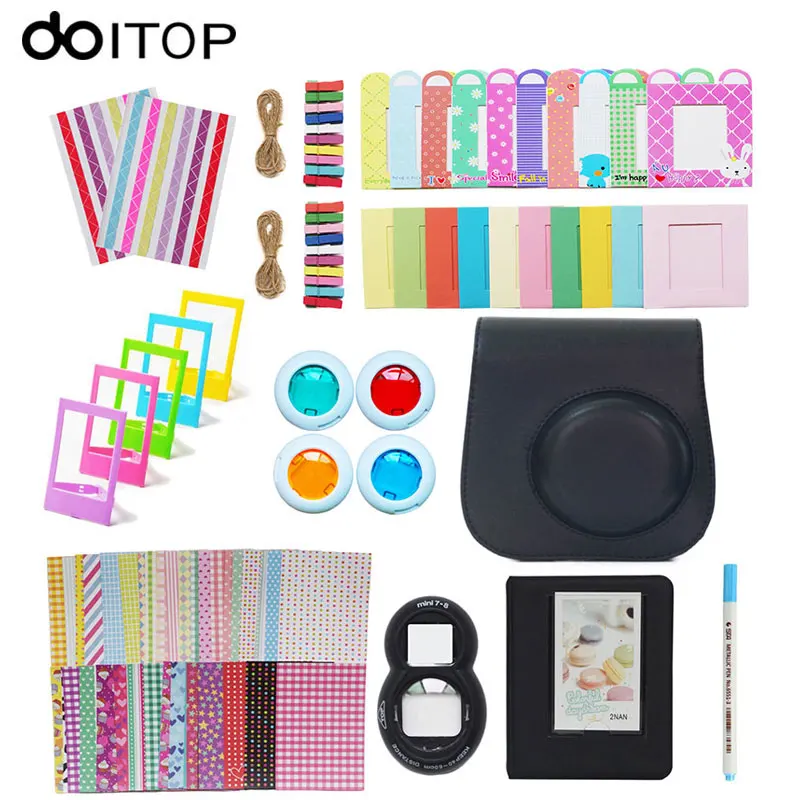 

DOITOP 9 in 1 Instant Film Camera Accessories Kit Camera Bag Selfie Lens Album Bundles Decor Stiker for Fujifilm Instax Mini 8/9