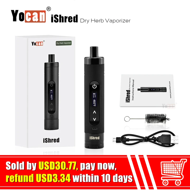 

100% Original Yocan IShred Dry Vaporizer Vape Pen Starter Kit Ceremic 2600mah Electronic Cigarette Kit with LDC Screen