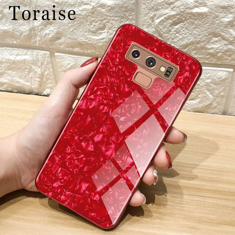 

Toraise For Samsung Galaxy Note 9 Case Protective Luxury Bling shell Tempered Glass Back Cover For Samsung Note 9 Note9 Case