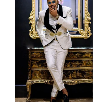 

White Slim Fit Italian Suit Mens Wedding Suit Groom Suits Tuxedos 3 Pieces Groomsmen Suits Wedding Tuxedo for Groom