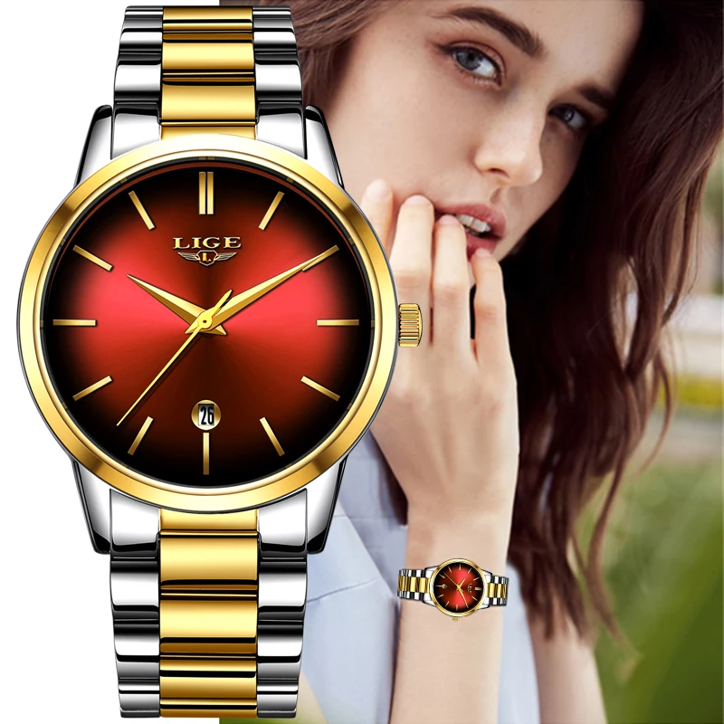 Relogio Feminino LIGE новые женские деловые кварцевые часы брендовые роскошные наручные