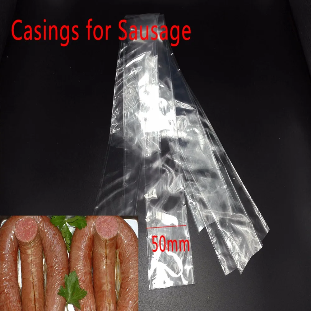 Food Grade Casings for Sausage Salami Wide 50mm Shell for Sausage Maker Machine Hot Dog Plastic Casing Inedible 5 Meters