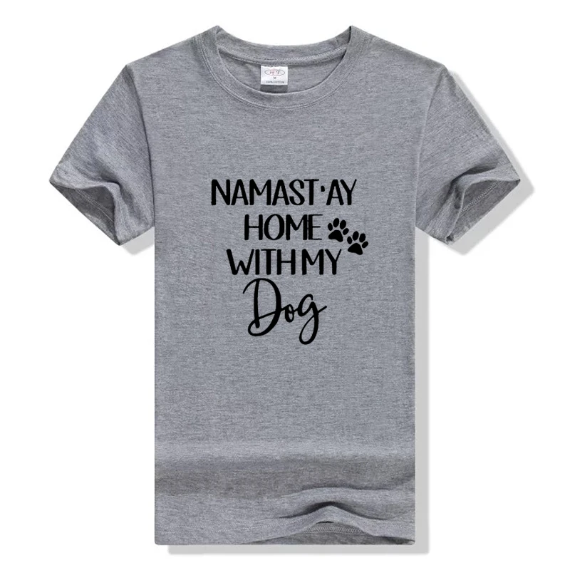 NAMAST AY Home With My Dog футболка для мамы и собаки Модная женская одежда