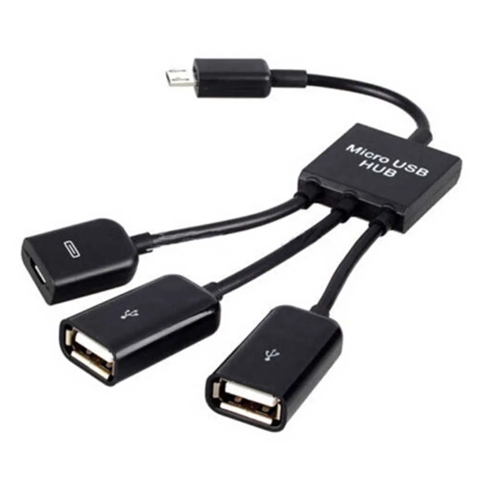 3 в 1 Micro USB мужчин и женщин и двойной USB 2,0 хост OTG Кабель-адаптер GDeals-15