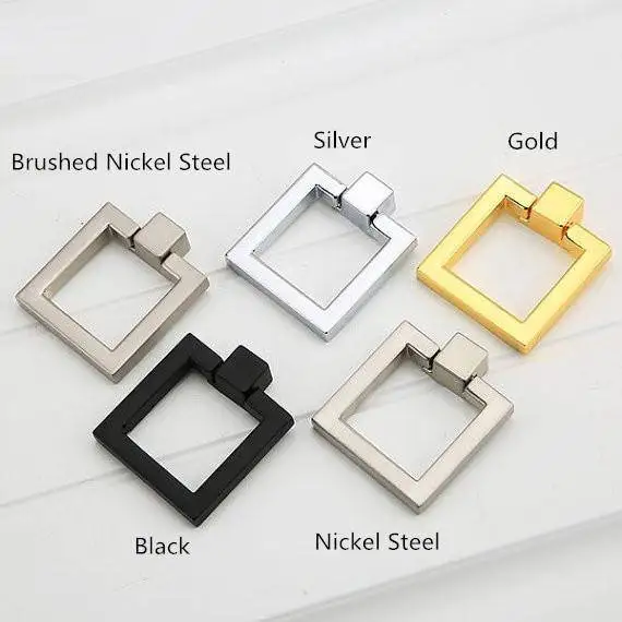 

Square Drop Rings Pulls Knobs Cabinet Door Knobs Handles Dresser Knob Pulls Drawer Handles Knob Silver Gold Black Furniture