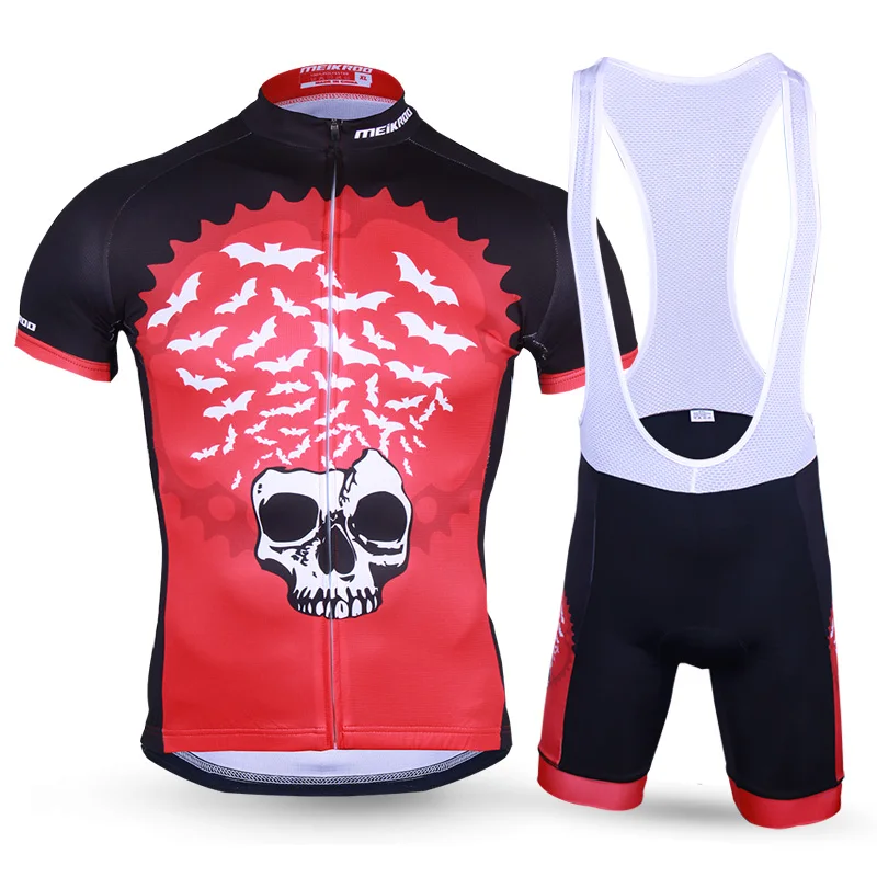 

2019 Men's Bat King Skull Pattern Short Sleeve Cycling Set Breathable MTB Bike/Bicycle Jersey Set Cycling Clothing Ropa Ciclismo