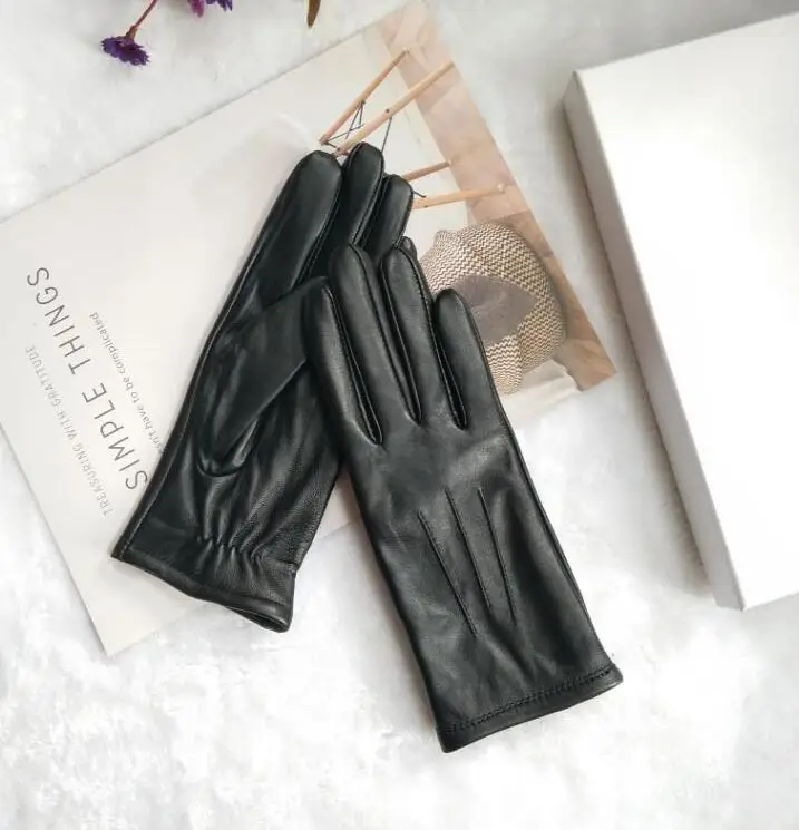 Женские осенне-зимние утолщенные теплые перчатки из натуральной кожи, женские короткие танцевальные мотоциклетные перчатки для вождения R754