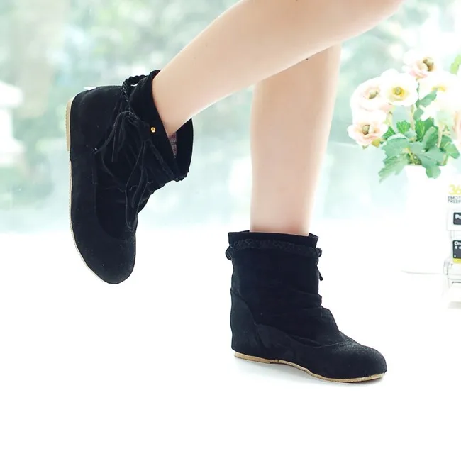 ANMAIRON/Size34-43; новые женские зимние сапоги на плоской подошве с круглым носком; модные зимние сапоги До Колена Для Женщин; Повседневная обувь; красивые сапоги на платформе - Цвет: black