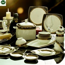 Тарелки и блюда набор керамический костяной фарфор сочетание роскошный дизайн Кухня Столовая и столовая посуда для бара наборы посуды 58 шт