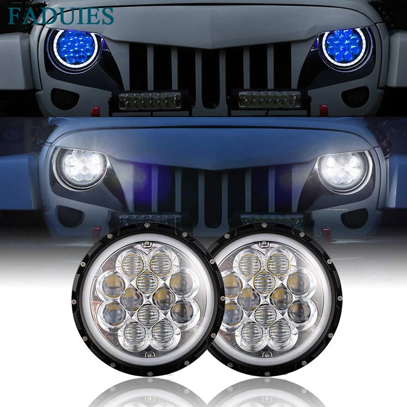 FADUIES 7 &quot5D светодиодный фар H4 с синий DRL для 07-17 Jeep Wrangler JK по низкой цене УАЗ 4x4