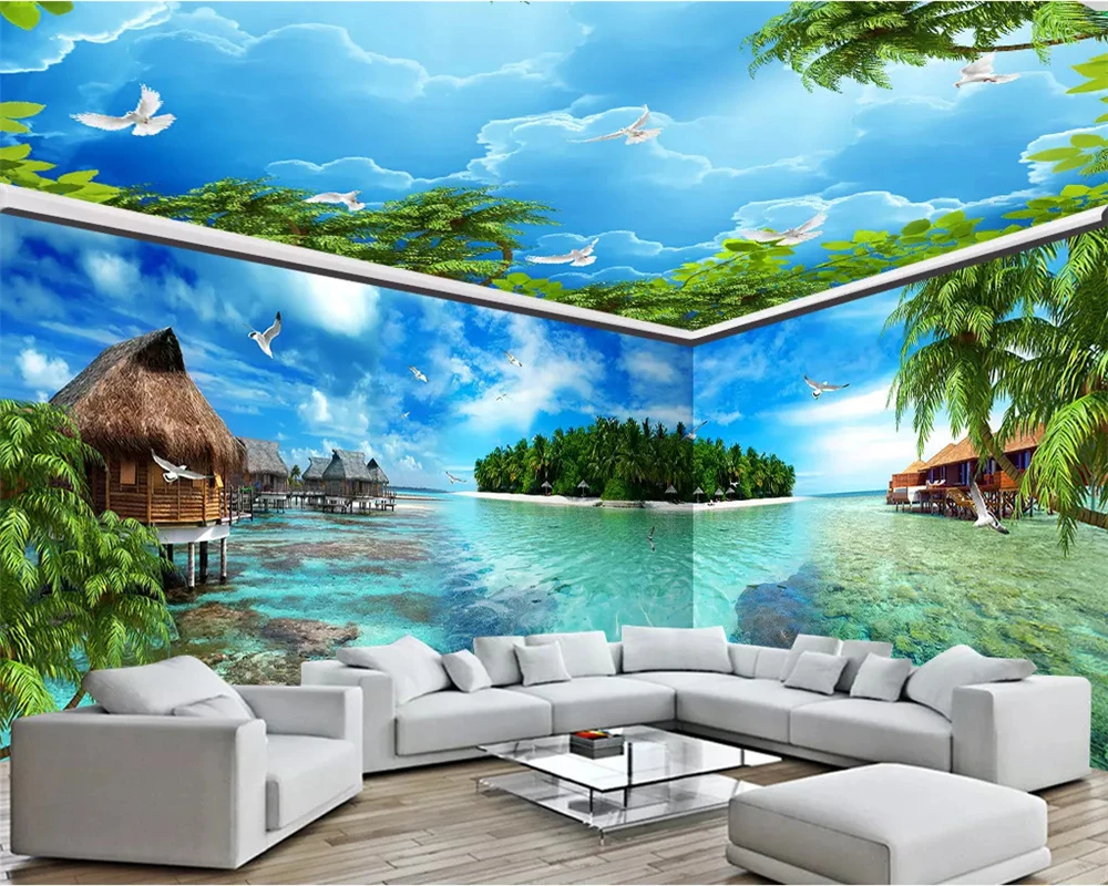 Beibehang Custom Tapete 3d Wohnzimmer Schlafzimmer Malediven Meer