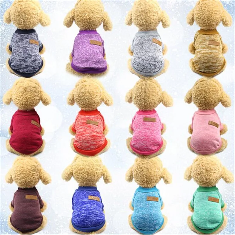 Dog Sweater Autumn Winter Puppy Clothes Solid Classics Soft Warm Cotton Cute Coat For Chihuahua Teddy XS XXL |