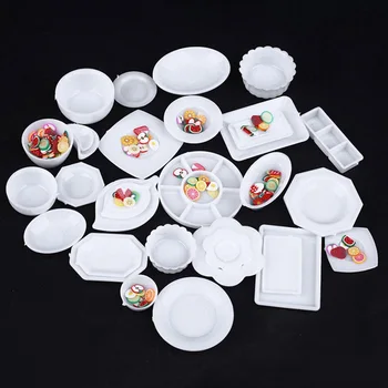 

Tableware Model Set Dollhouse Miniature Tableware Plasti-c Plate Dishes Set Mini Food the goods