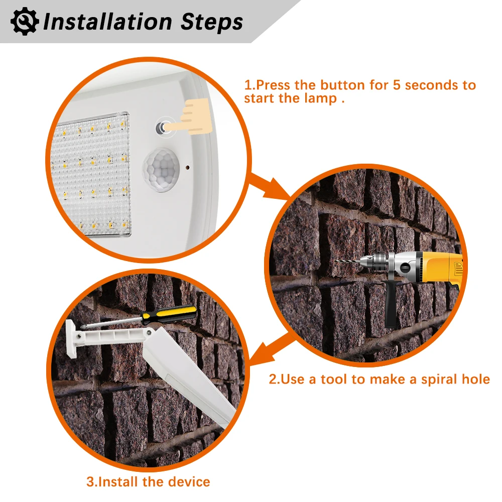 Sensor de Movimento Luzes do Jardim Solar à Prova Luz ao ar Solar Livre Lâmpada Parede D900água Spotlight 900lm Rua Quintal Caminho Luz 48 Led Pir 15 pir sensor de movimento lâmpada parede luzes