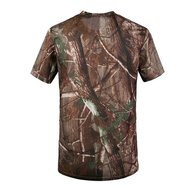 Новая мужская футболка для охоты на открытом воздухе, дышащая, Армейская, тактическая, Боевая футболка, военная, сухая, Спортивная, Camo Camp Tees-Tree camouflage