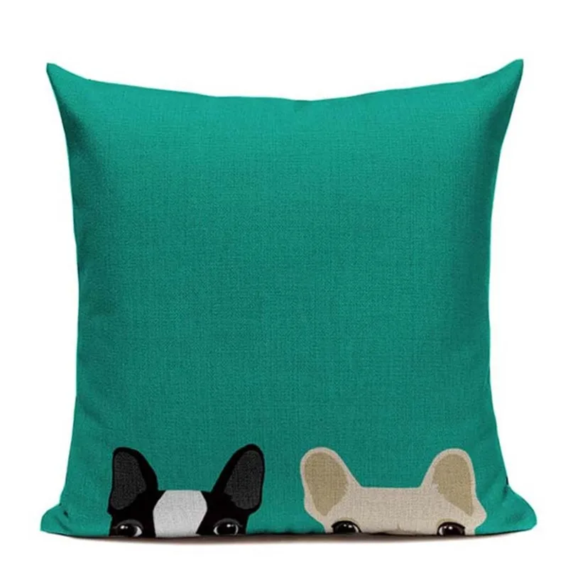 حار الكتان بوسطن جحر الفرنسية بلدغ الهدايا الفاخرة وسادة مقعد حالة 45 Cm x 45 Cm مربع كرسي مكتب اليدوية وسادة حالة
