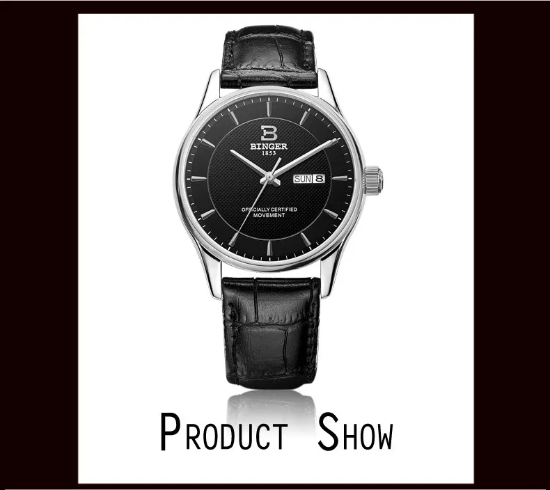 Аутентичные Switzerland BINGER мужские модные автоматические механические сапфировые мужские деловые часы с ветром водонепроницаемые настольные часы