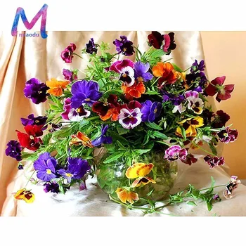 

MIAODU 5D DIY Diamond Embroiderye Flowers Vases Pattern Diamond Mosaic Colorful Mbroidered Cross Stitch Home Decoration Gift