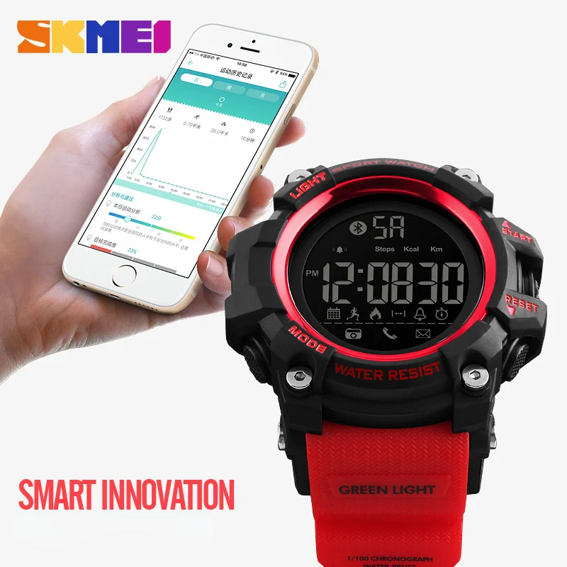 

Men Smart Watch Pedometer AlarmSports Watches Remote Camera Call APP Reminder Bluetooth Wristwatches Relogio Masculino SKMEI1385