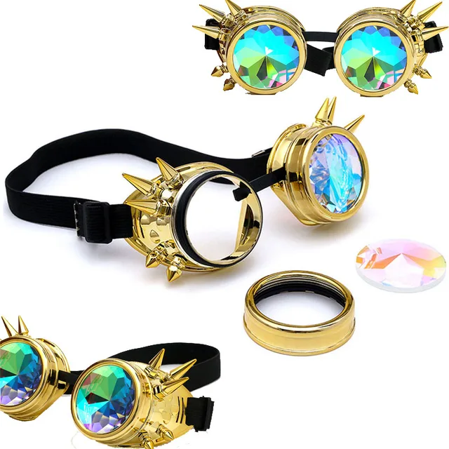 Kaleidoscope Colorful Glasses Rave Festival Party EDM Sunglasses Diffracted Lens Steampunk Goggles 2