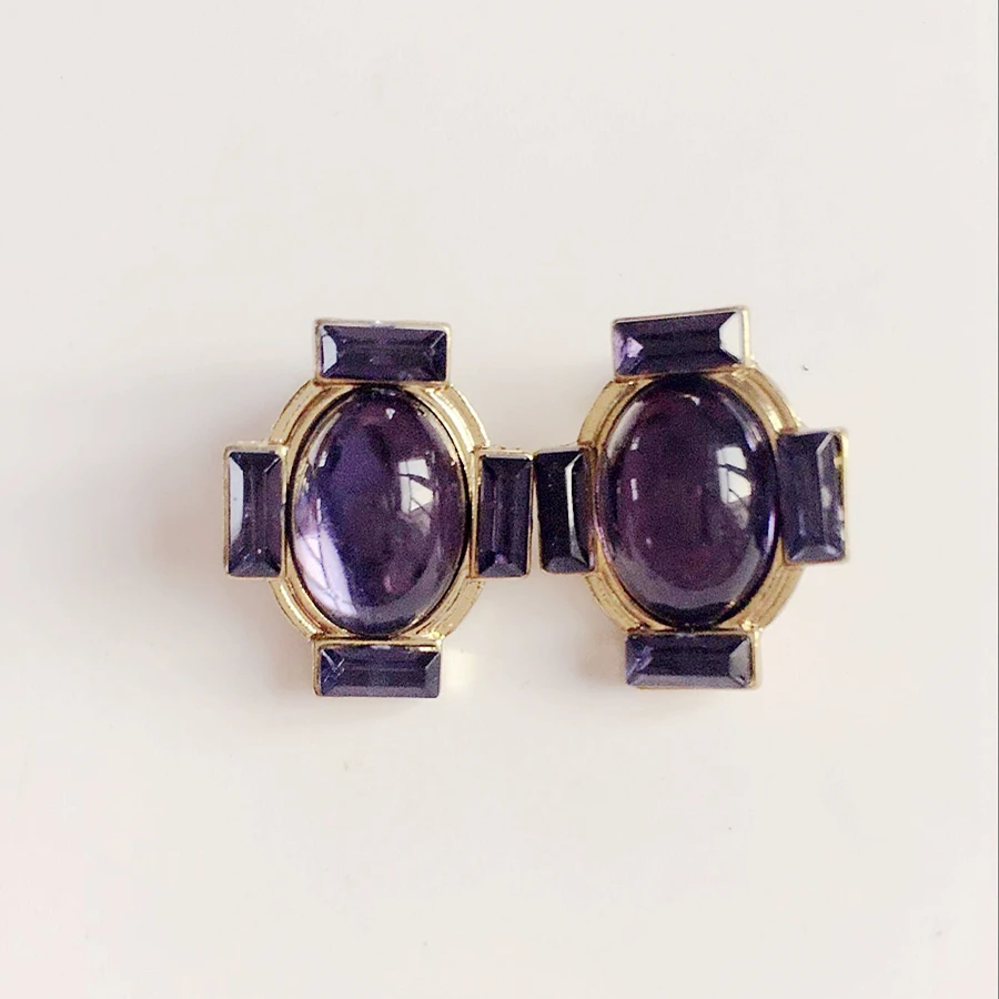 

Free Shipping Navy Blue Opal Cross Earring Clip