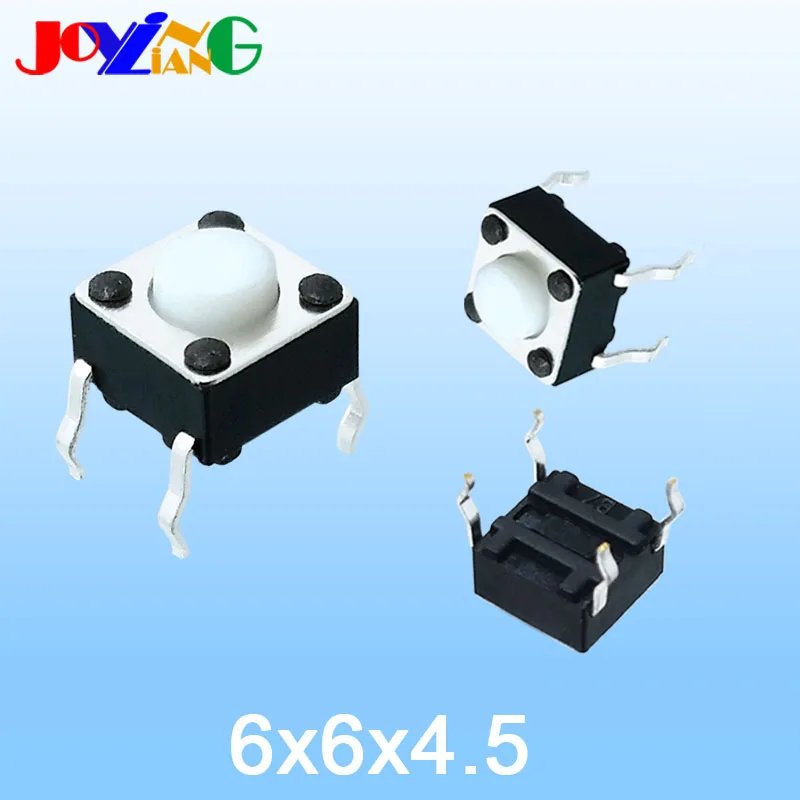 JOYING LIANG White 6*6*4.5 MM Vertical Four-foot Touch Switch 4-foot Push Button 6x6x4.5mm Copper Foot | Обустройство дома