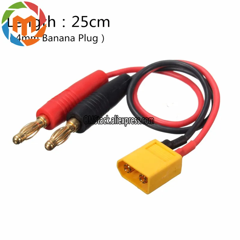 1Pc-16AWG-25cm-XT60-Connector-to-Banana-Plug-4mm-Battery-Connectors-Charger-Cable-Adapter-For-Vehicles