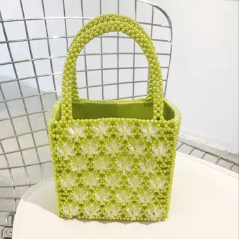 

Beaded Women Handbag Luxury Pearls Handmade Bags For Women Flower Girls Evening Party Bag Fashion Casual Tote