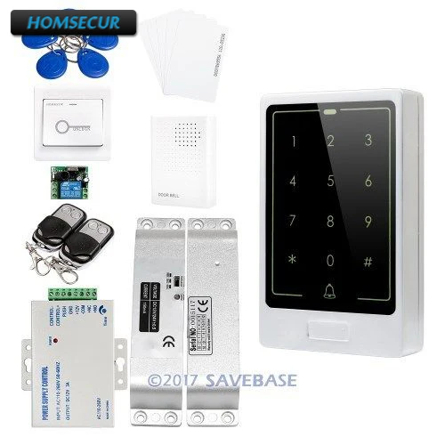 

HOMSECUR Waterproof Anti-Vandal 125Khz Wiegand 26/34 RFID Access Control System+Backlight+Drop Bolt Lock