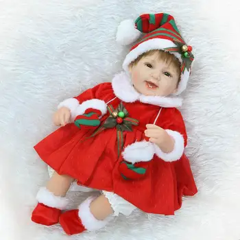 

Nicery 16-18inch 40-45cm Bebe Doll Reborn Soft Silicone Boy Girl Toy Reborn Baby Doll Gift for Children Red Christmas