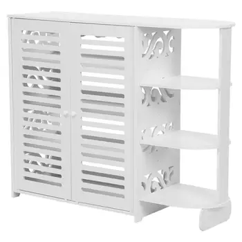 

White Wooden Shoe Cabinet Storage Rack Organizer Cupboard Half Corner