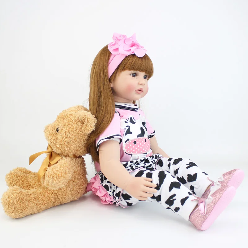 Силиконовые виниловые конечности 60 см Кукла Reborn для малышей 2" Девочка принцесса живая детская игрушка ткань тело как настоящий подарок на день рождения Brinquedos