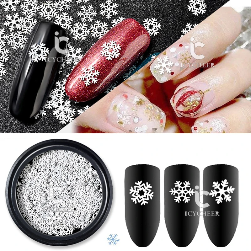 1 коробка Рождество 3D Снег Дизайн ногтей украшения «сделай сам» снег цветок дизайн тонкий ломтик гвозди аксессуары дизайн ногтей Блеск