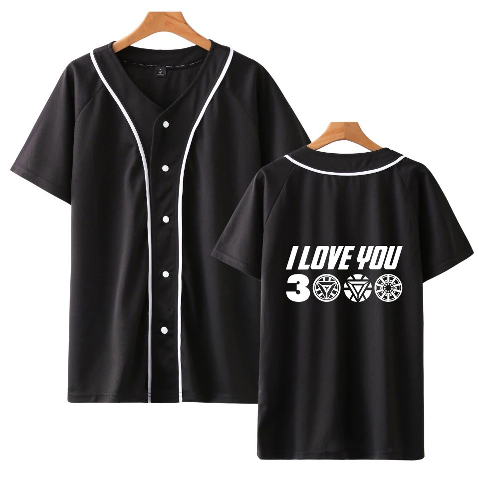 

I love you 3000 print hip hop Baseball Streetwear Basic Casual Popular Buttons Summer Women/Men fashion Hipster Baseball T-shirt