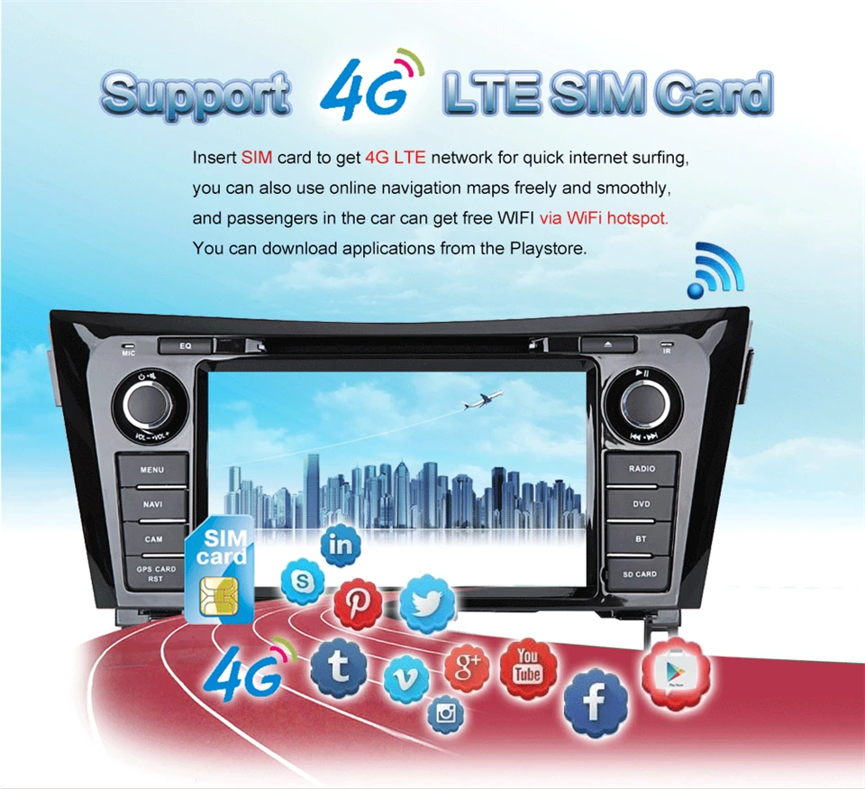 Best KiriNavi Octa core 4G LTE android 7 car gps navigation for Nissan Xtrail Qashqai radio mp3 2013 - 2017 support 4K Video 4G 2