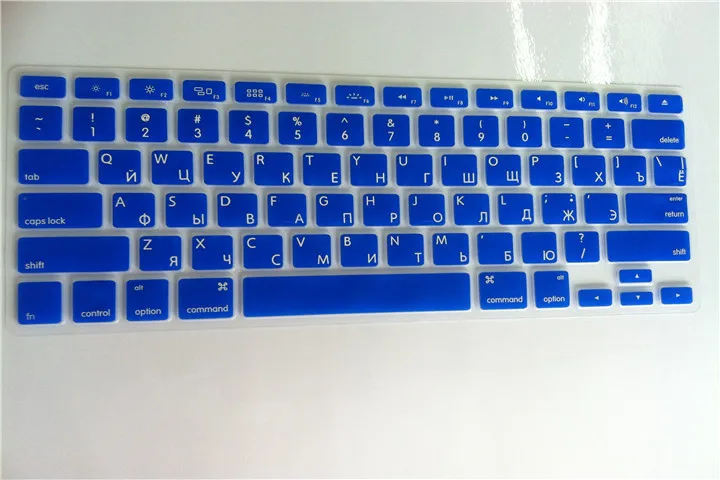 Силиконовый защитный чехол для клавиатуры Macbook Air pro 13 15 A1466 A1502 A1369 A1398 A1286 A1278 с русскими буквами - Цвет: dark blue