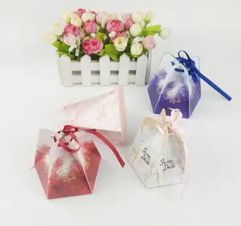 

creative save the date ribbons ties candy bag DIY new marriage charm Shower Favor Candy Boxes Wedding Party Gift hold bag