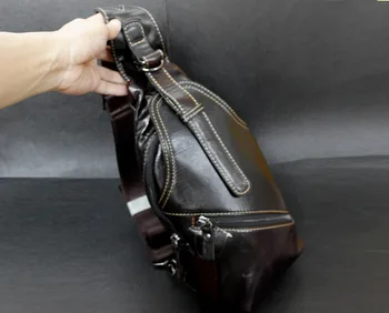 

Men Oil Wax Leather Chest CrossBody Sling Biker Bag #14