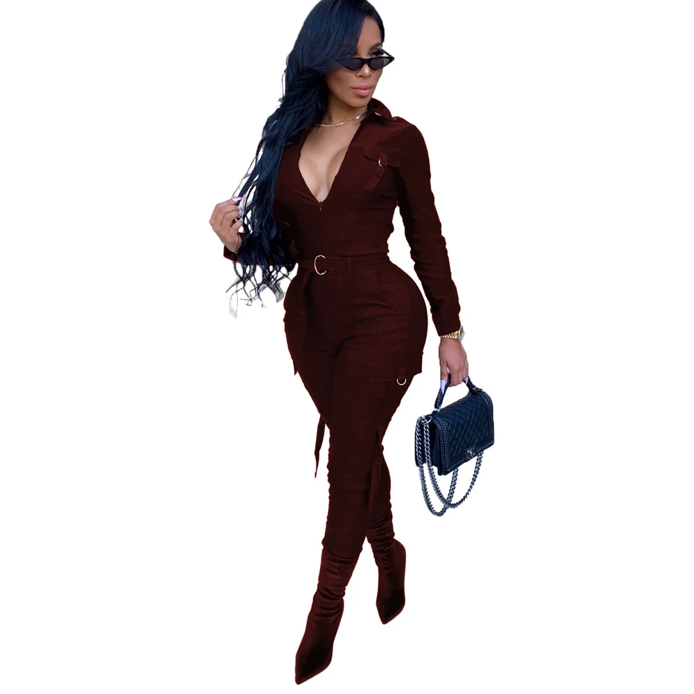 

new hot-selling jumpsuit sexy hot fashion casual tight leg sportswear jumpsuit army green blue wine red winter trousers