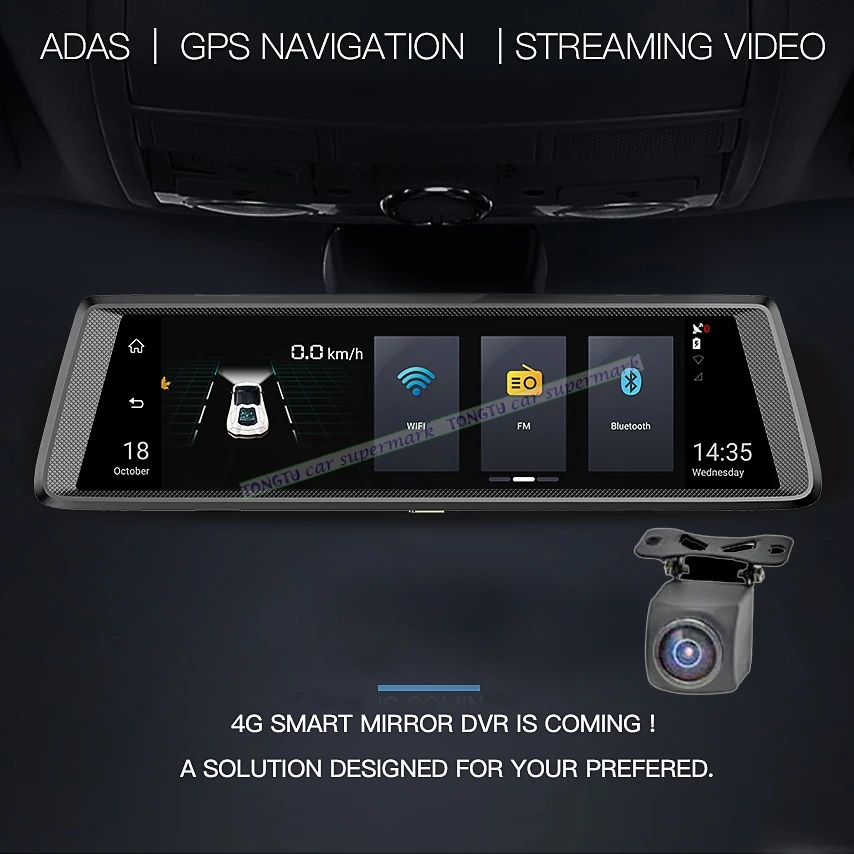 

10" IPS 4G car dvrs Android mirror with rear view camera ADAS Bluetooth WIFI 1080p automovil mirror navigator Parking monitoring