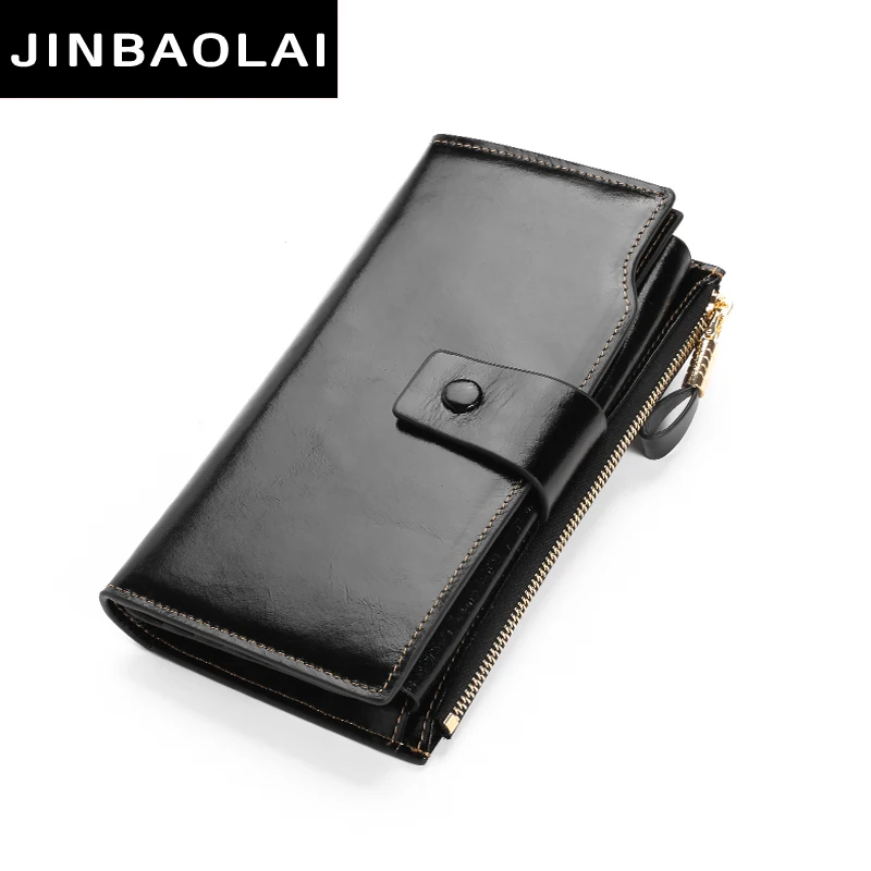 

JINBAOLAI Fashion Women Wallets Design High Quality Genuine Leather Wallet Female Hasp Zipper Long Purses Card Holder Lady purse